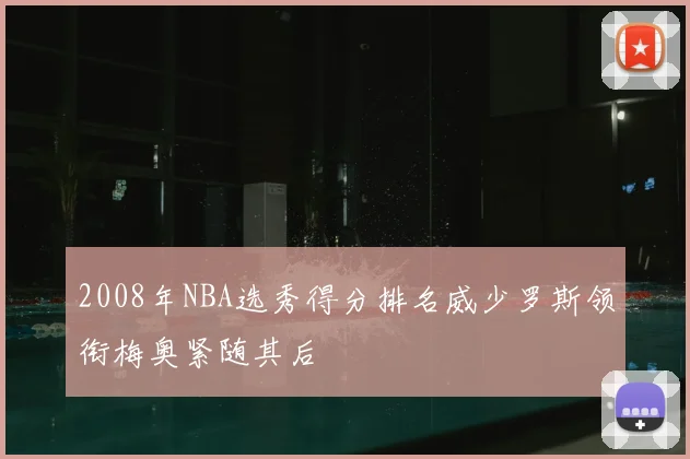 2008年NBA选秀得分排名威少罗斯领衔梅奥紧随其后